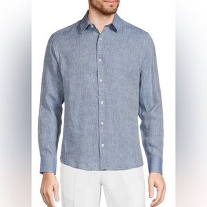 NWT Baird McNutt x Murano Big & Tall Long Sleeve Solid Linen Woven Shirt, 2XB